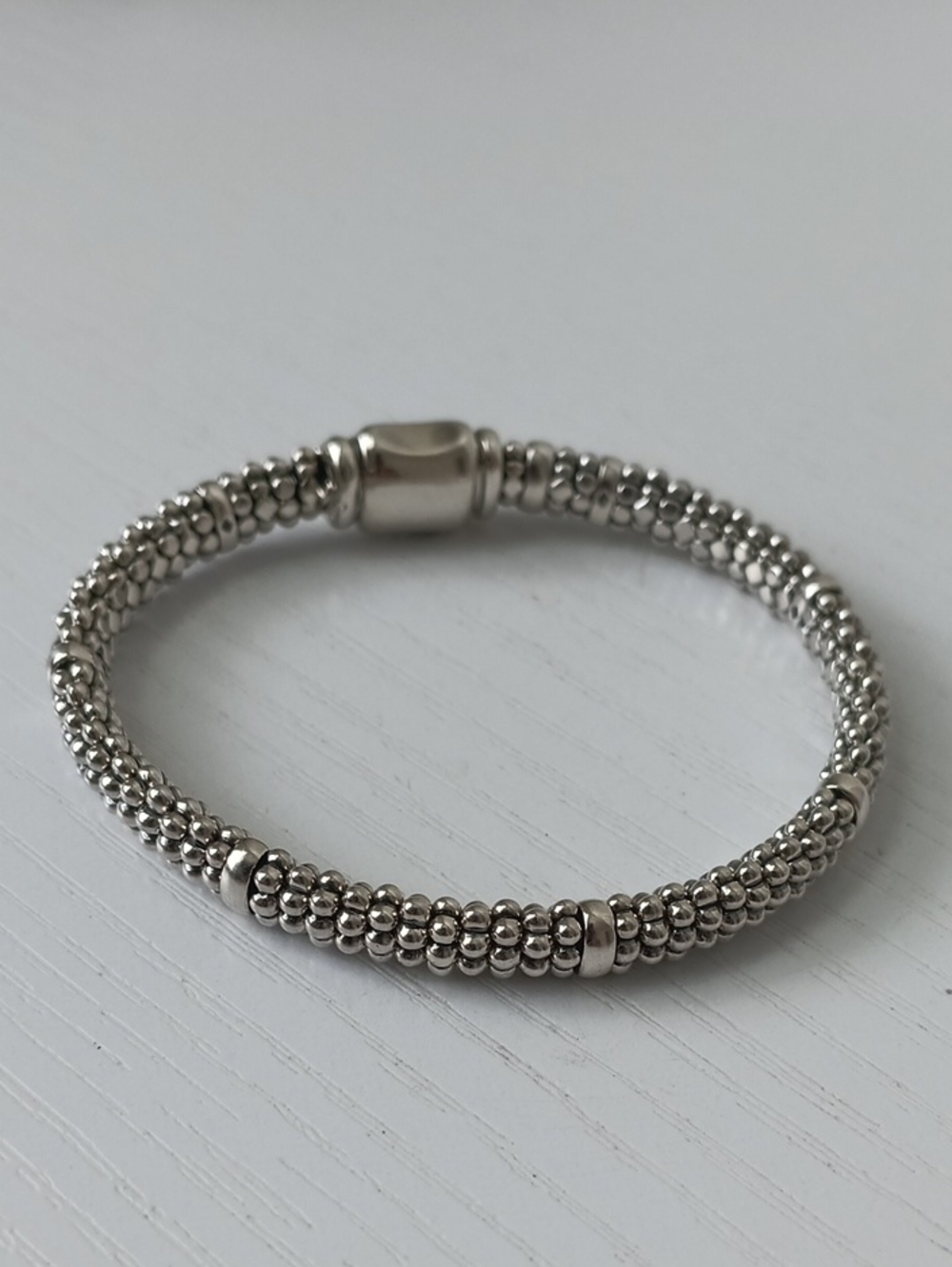 Lagos Caviar Rope Station Sterling Silver Bracelet 6mm - Picture 5 of 6